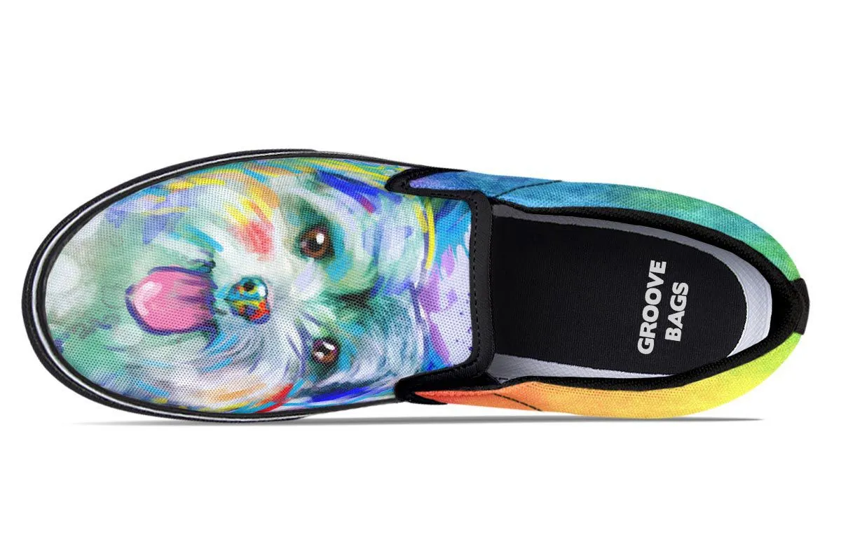 Rainbow Yorkie Slip-On Shoes