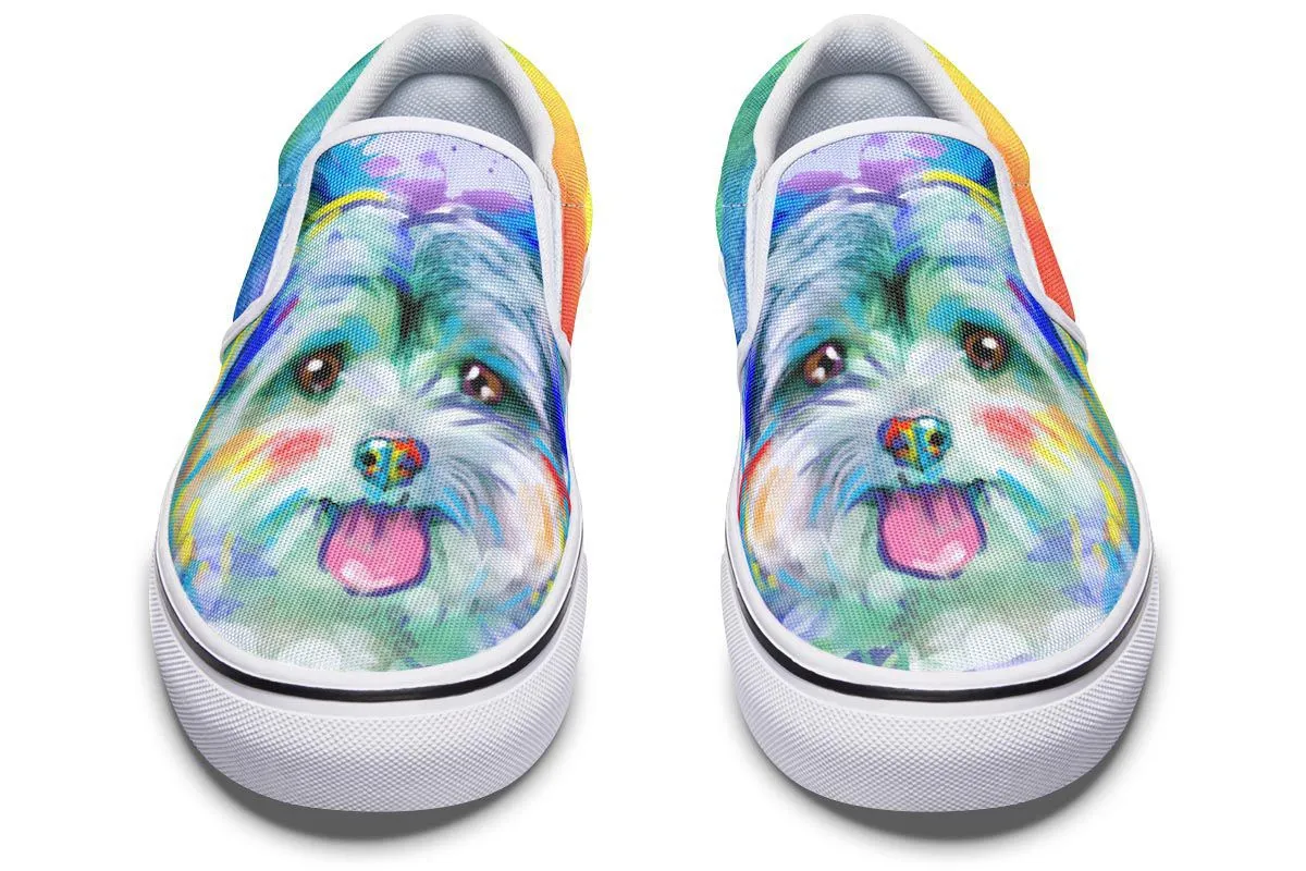 Rainbow Yorkie Slip-On Shoes