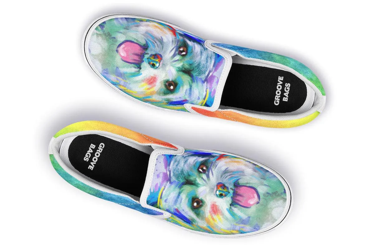 Rainbow Yorkie Slip-On Shoes
