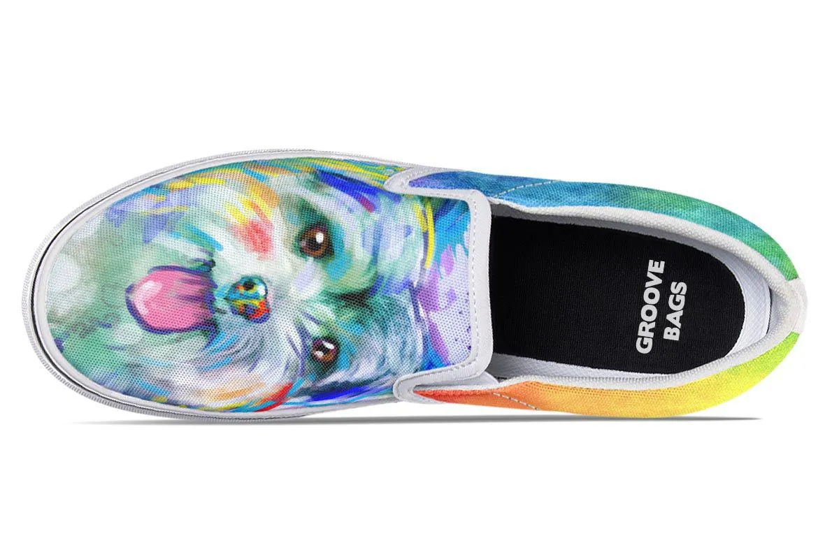 Rainbow Yorkie Slip-On Shoes