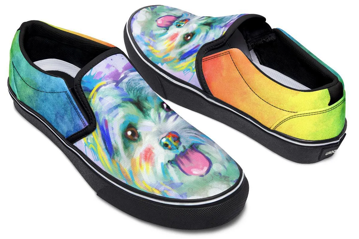 Rainbow Yorkie Slip-On Shoes