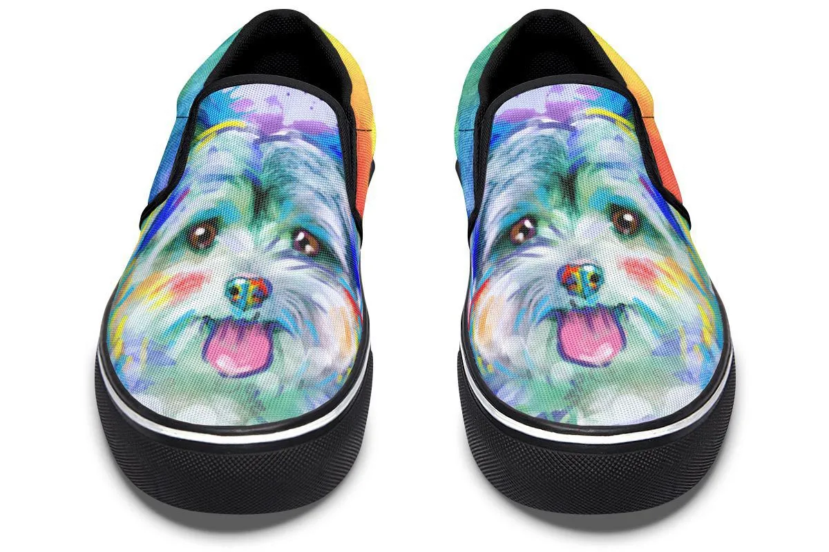 Rainbow Yorkie Slip-On Shoes