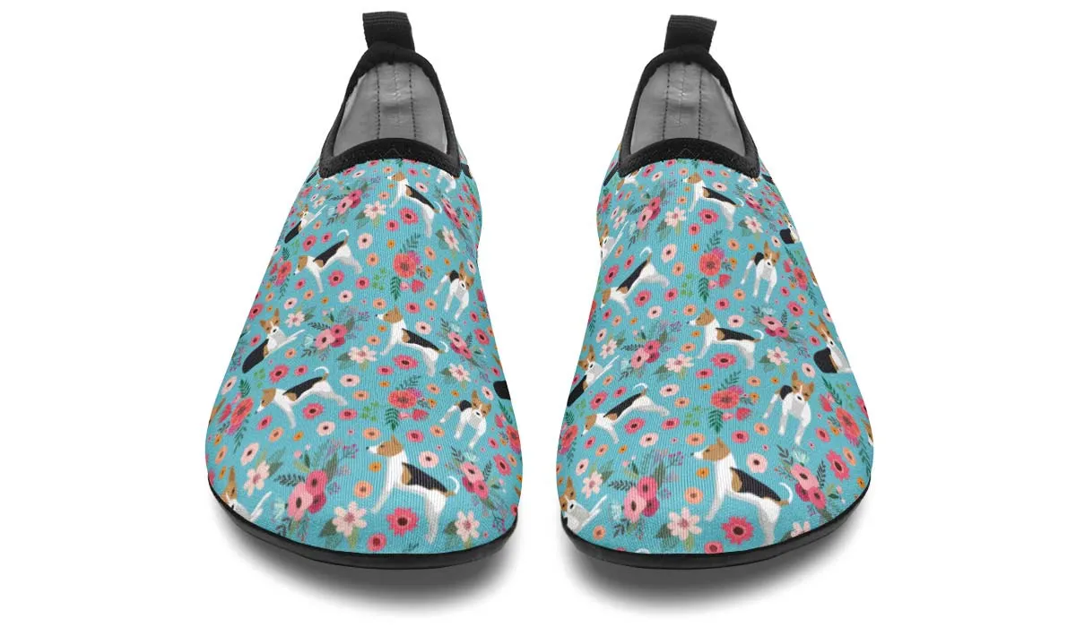 Rat Terrier Flower Aqua Barefoot Shoes