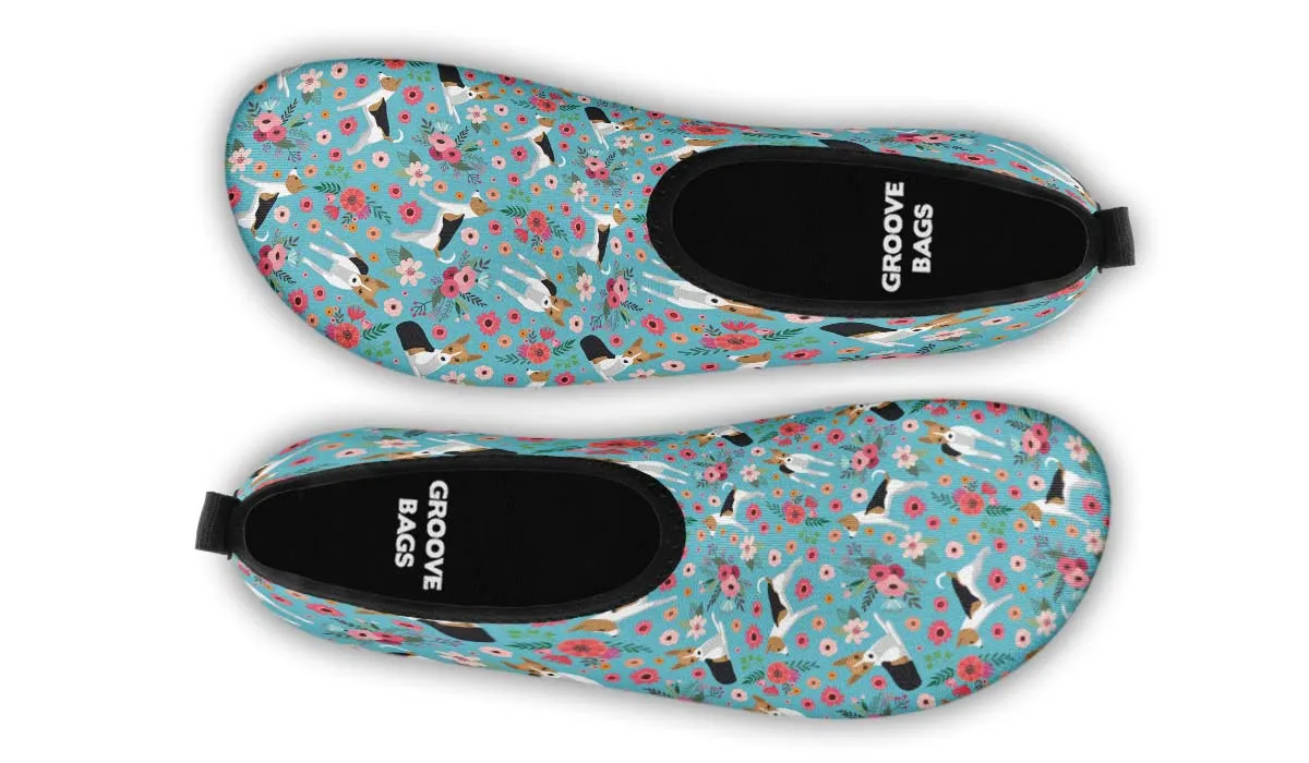 Rat Terrier Flower Aqua Barefoot Shoes