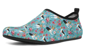 Rat Terrier Flower Aqua Barefoot Shoes