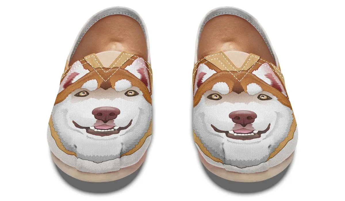 Real Brown Siberian Husky Casual Shoes