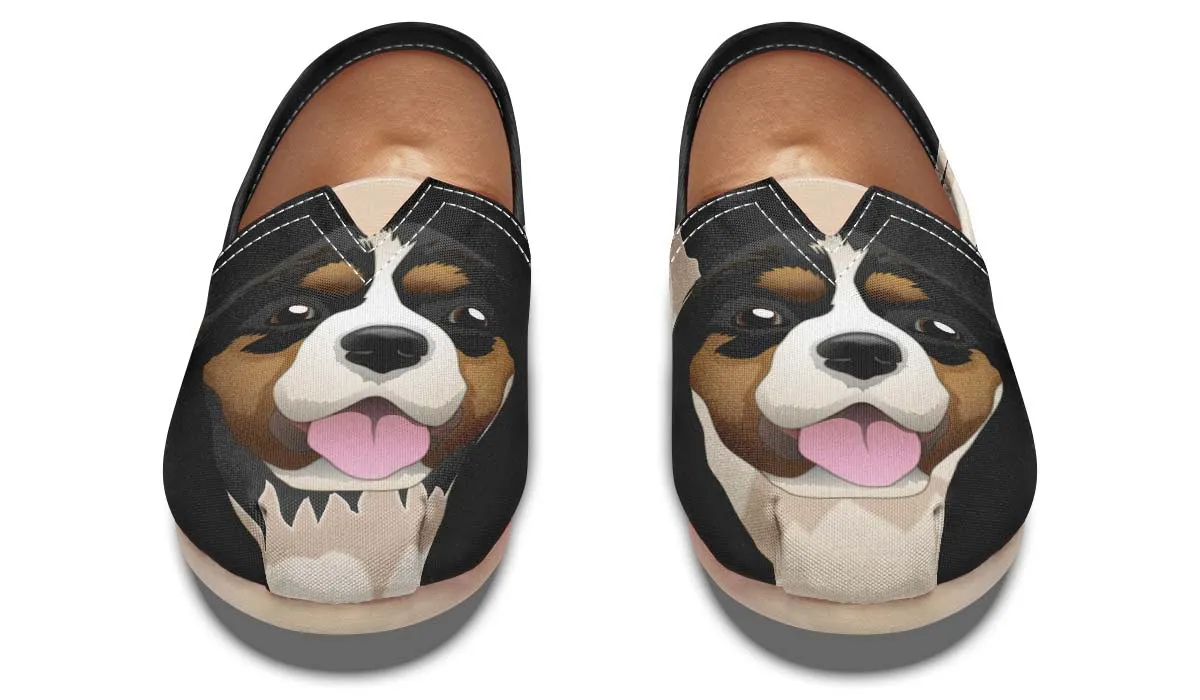 Real Cavalier King Charles Spaniel Black Casual Shoes