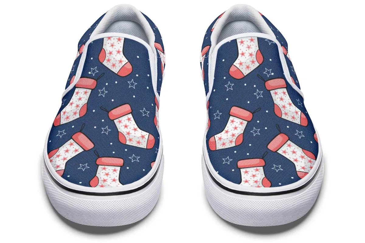 Red And Blue Stockings Slip-On Shoes