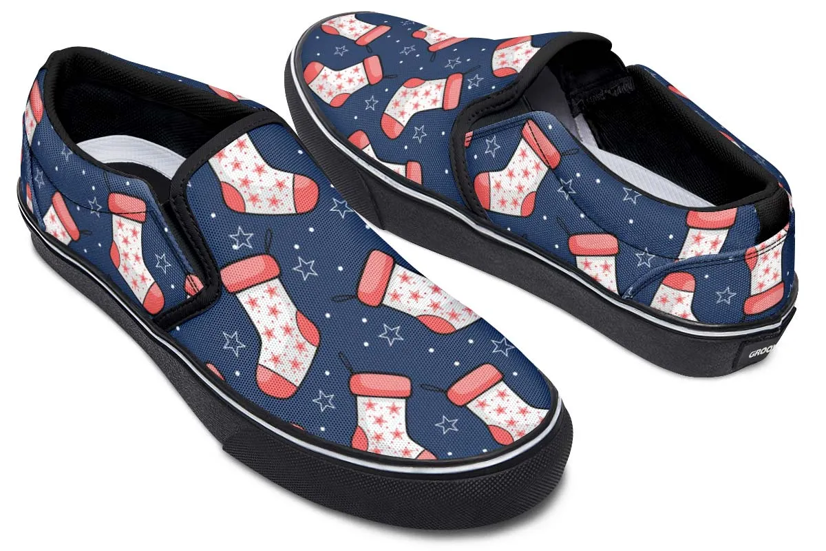 Red And Blue Stockings Slip-On Shoes