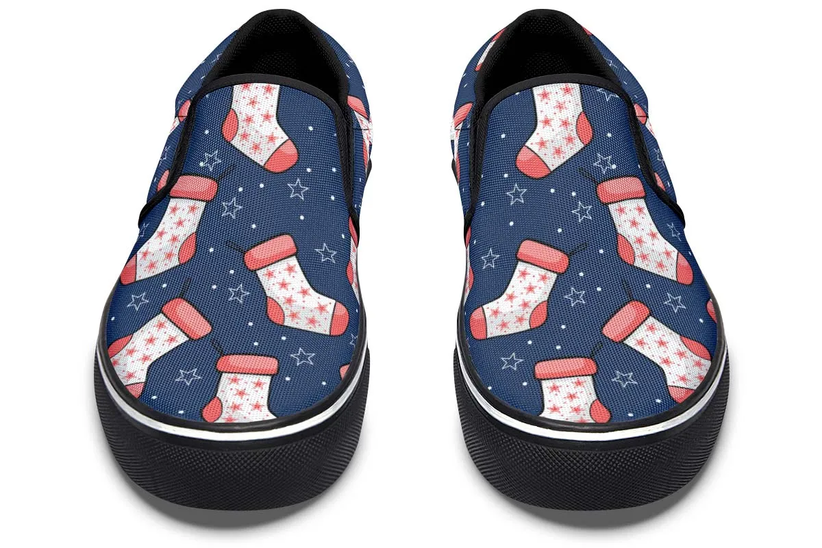 Red And Blue Stockings Slip-On Shoes