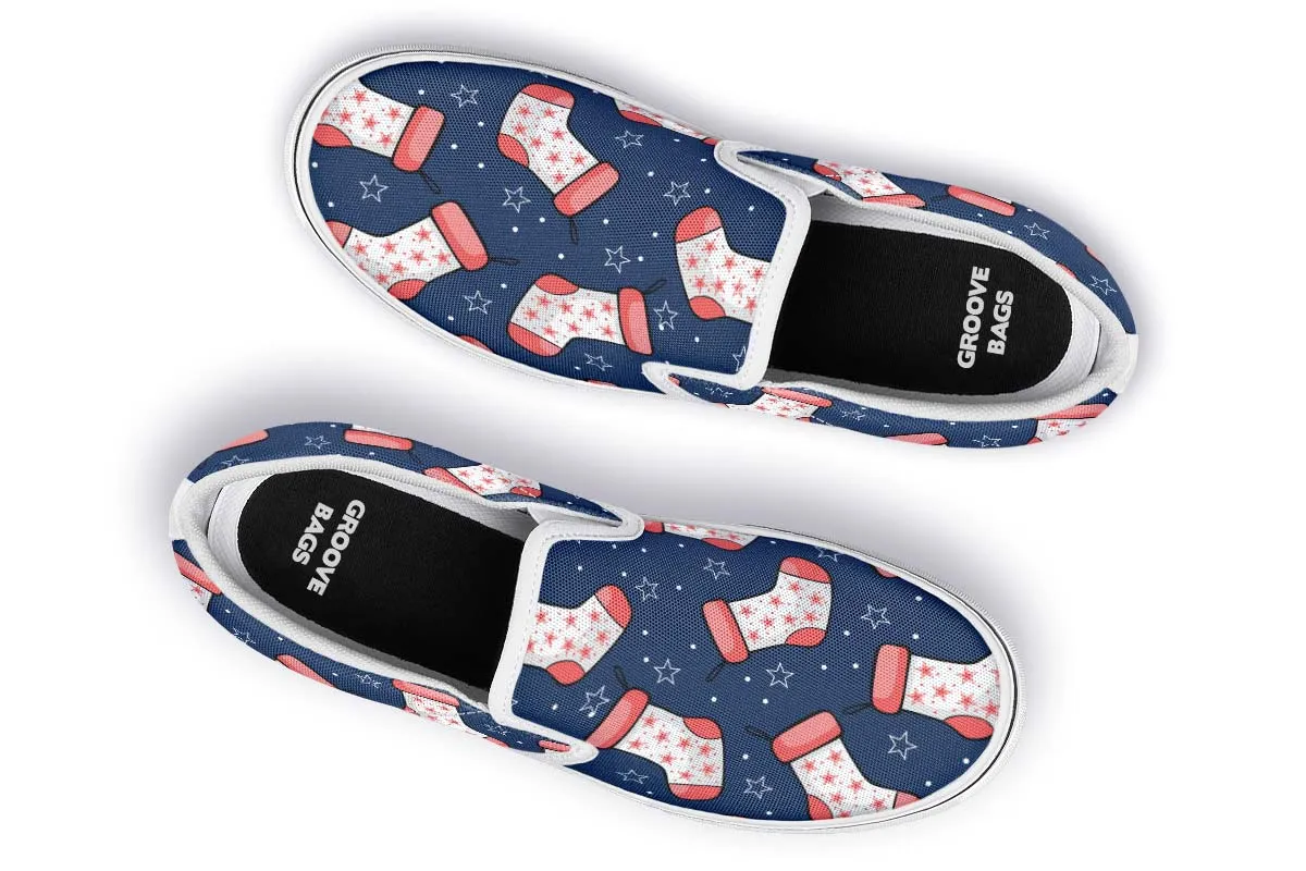Red And Blue Stockings Slip-On Shoes