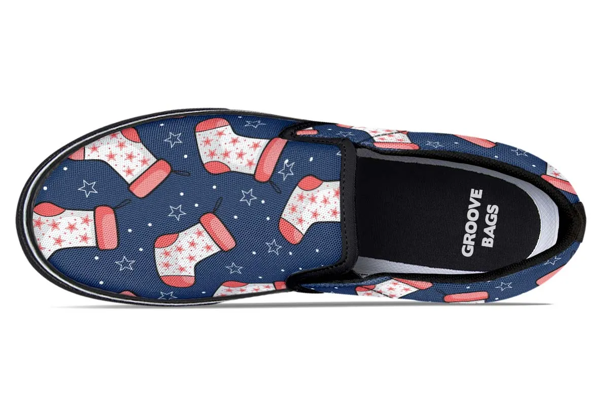 Red And Blue Stockings Slip-On Shoes