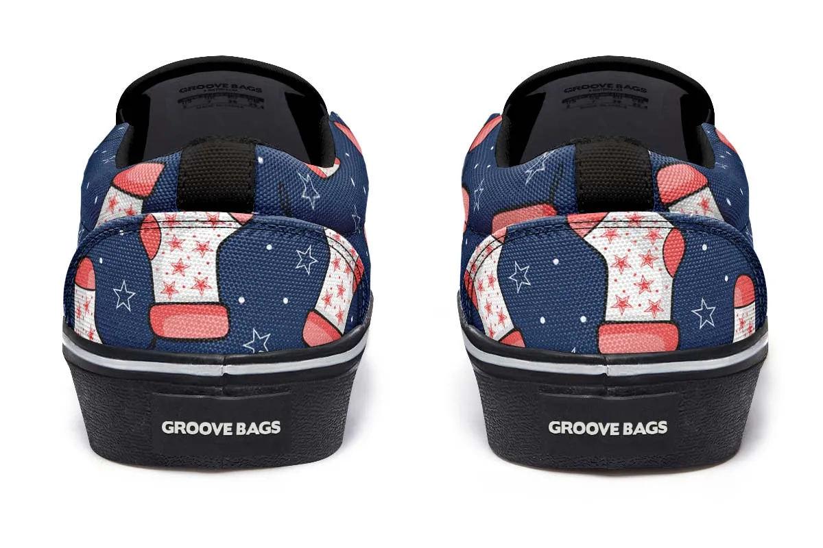 Red And Blue Stockings Slip-On Shoes