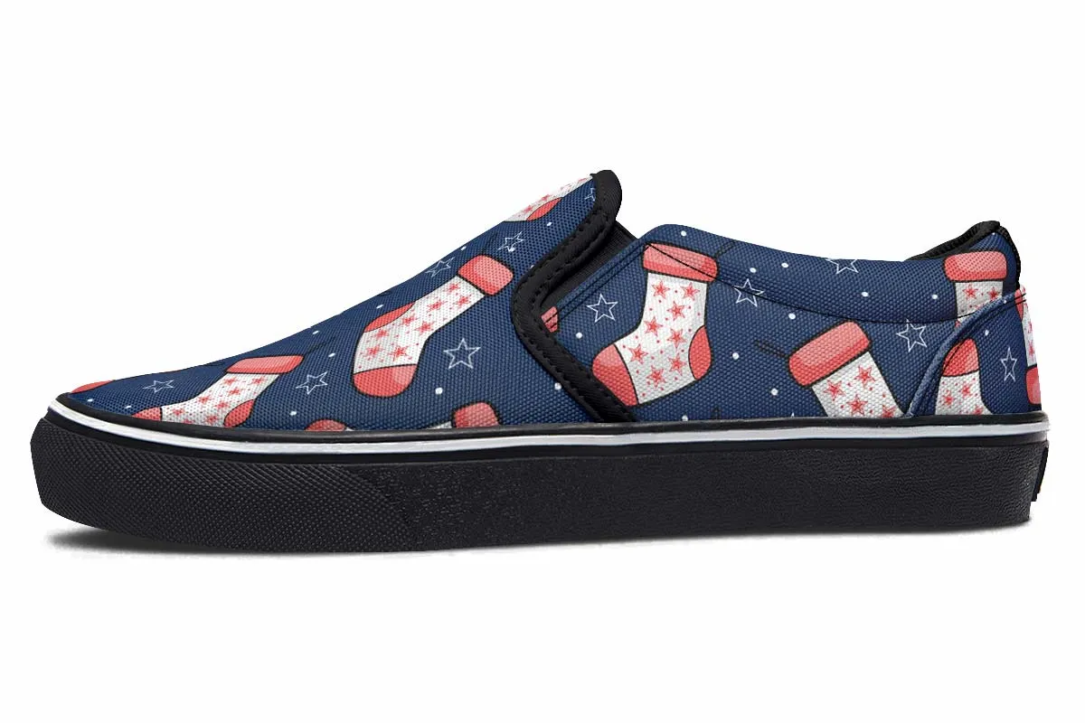 Red And Blue Stockings Slip-On Shoes
