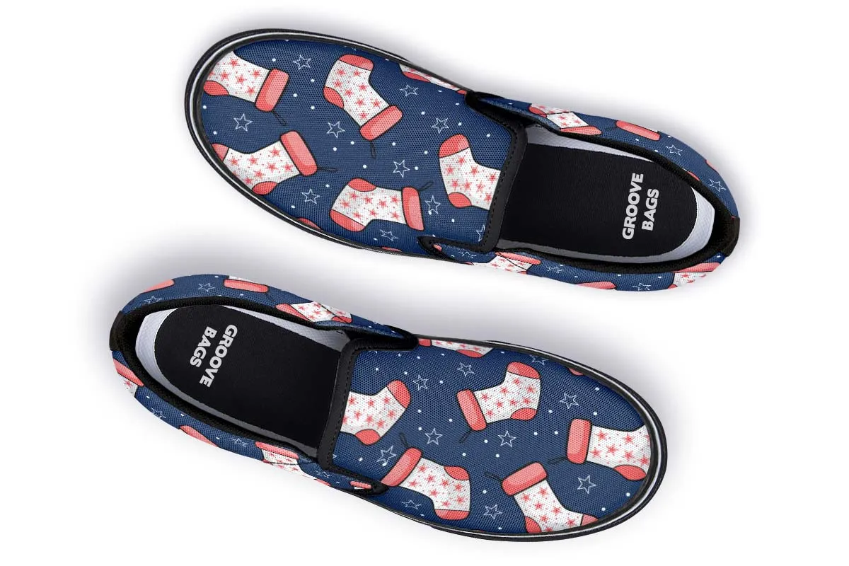 Red And Blue Stockings Slip-On Shoes