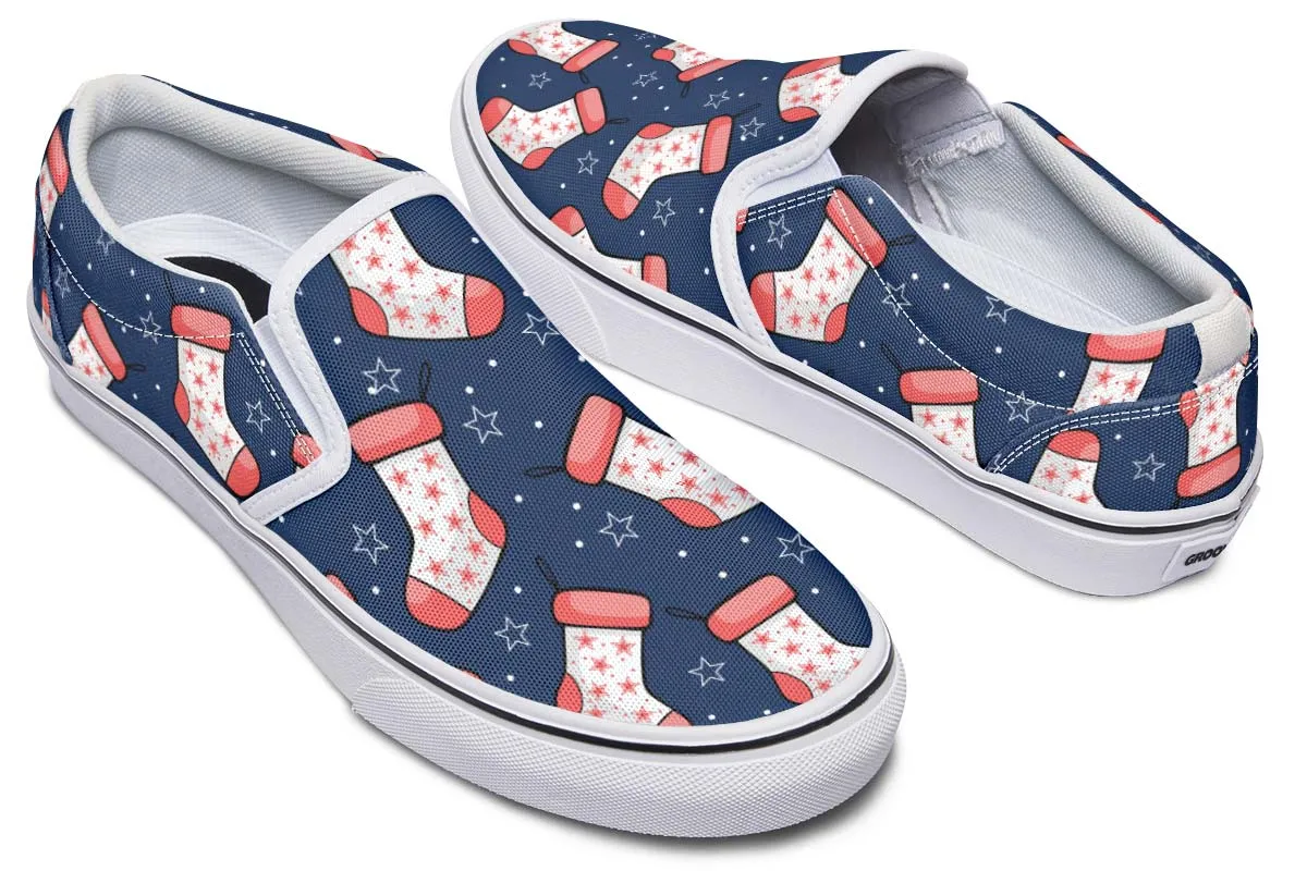 Red And Blue Stockings Slip-On Shoes