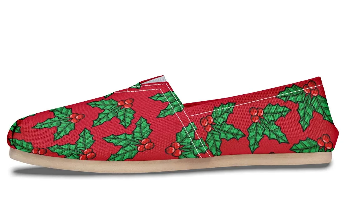 Red And Green Mistletoe Casual Shoes