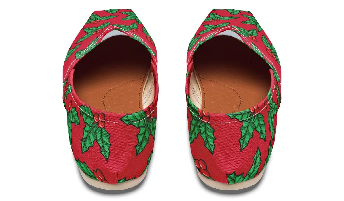 Red And Green Mistletoe Casual Shoes