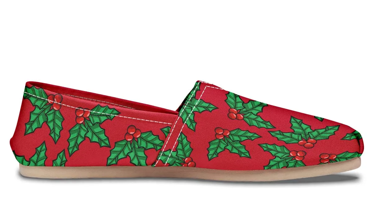 Red And Green Mistletoe Casual Shoes