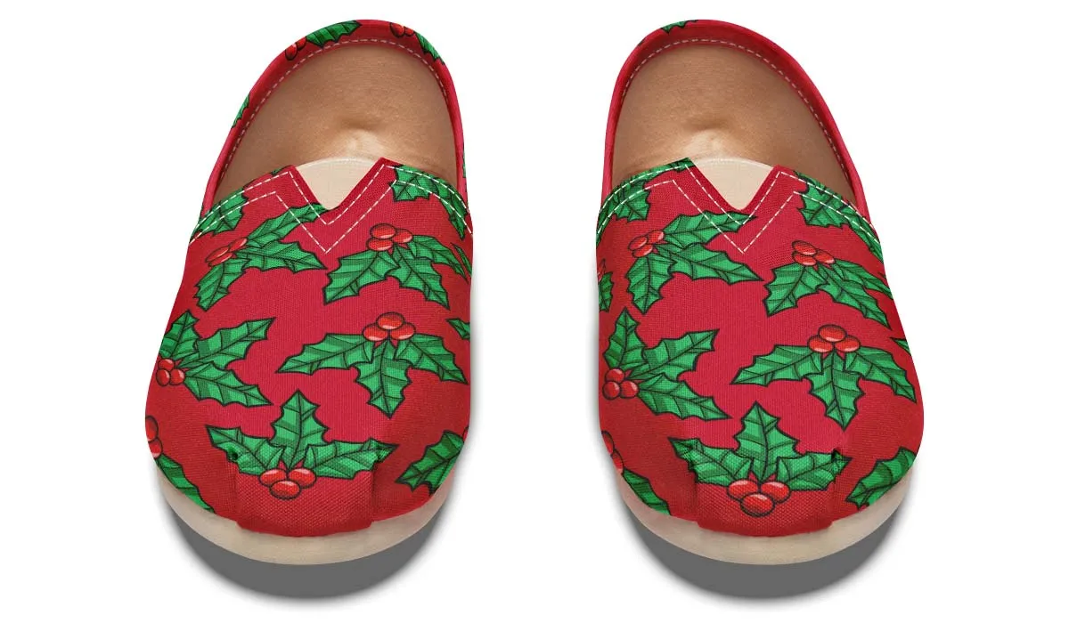 Red And Green Mistletoe Casual Shoes
