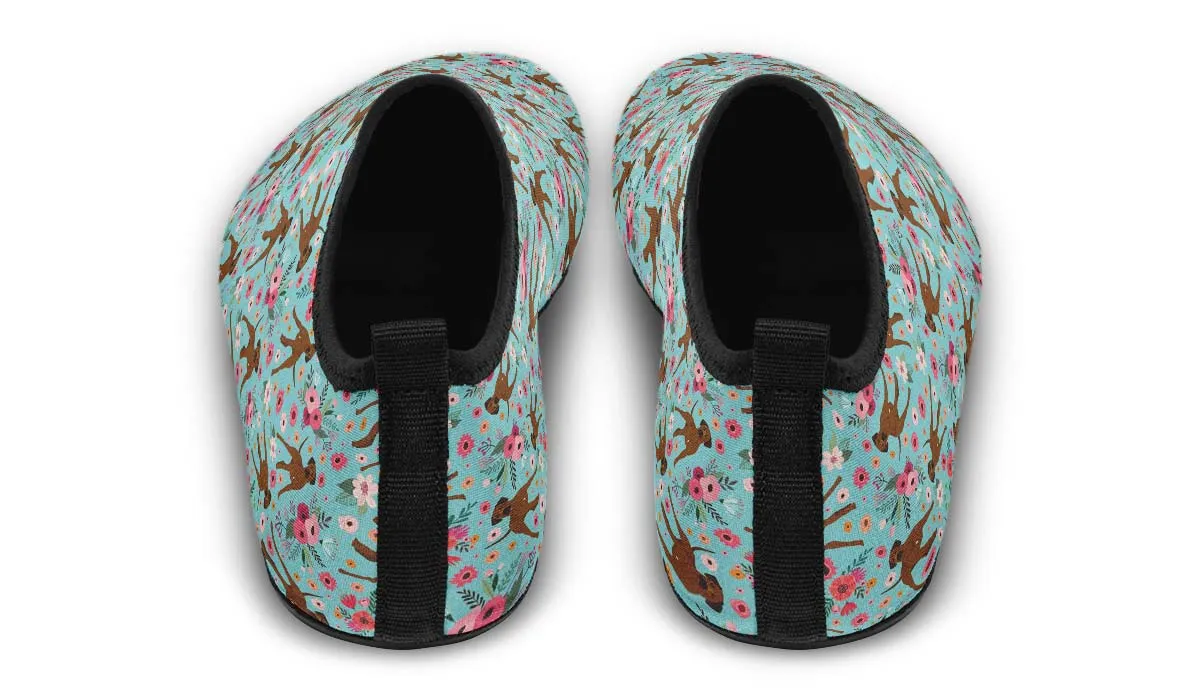 Rhodesian Ridgeback Flower Aqua Barefoot Shoes