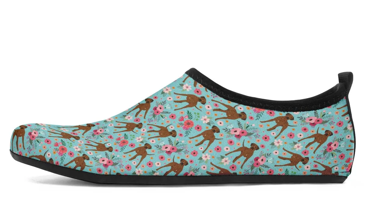 Rhodesian Ridgeback Flower Aqua Barefoot Shoes