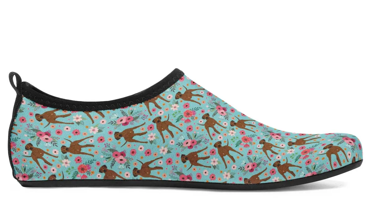 Rhodesian Ridgeback Flower Aqua Barefoot Shoes