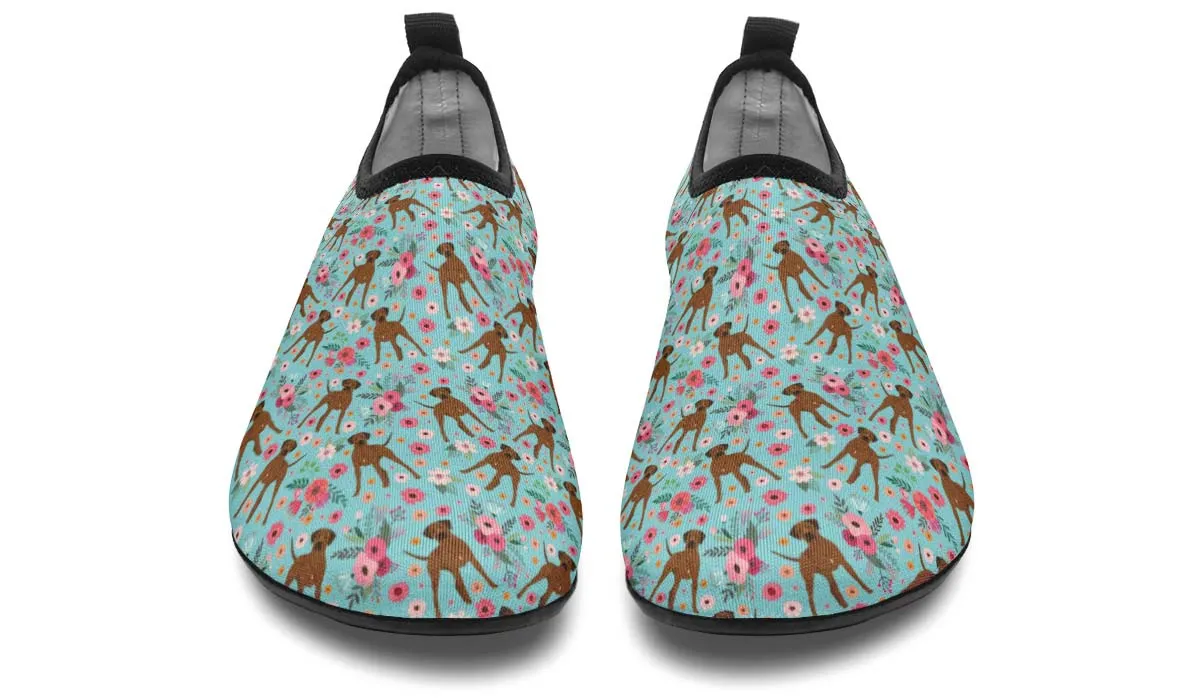 Rhodesian Ridgeback Flower Aqua Barefoot Shoes