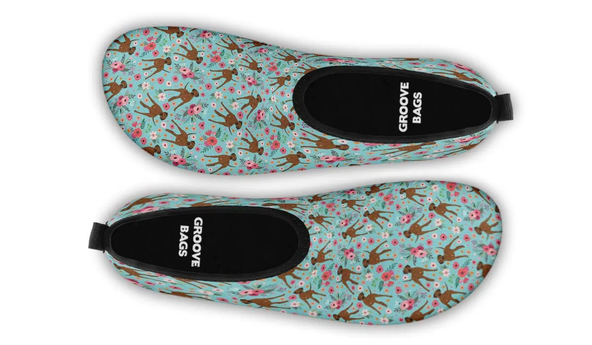 Rhodesian Ridgeback Flower Aqua Barefoot Shoes
