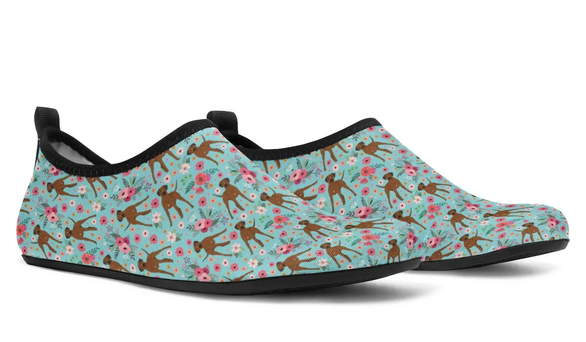 Rhodesian Ridgeback Flower Aqua Barefoot Shoes