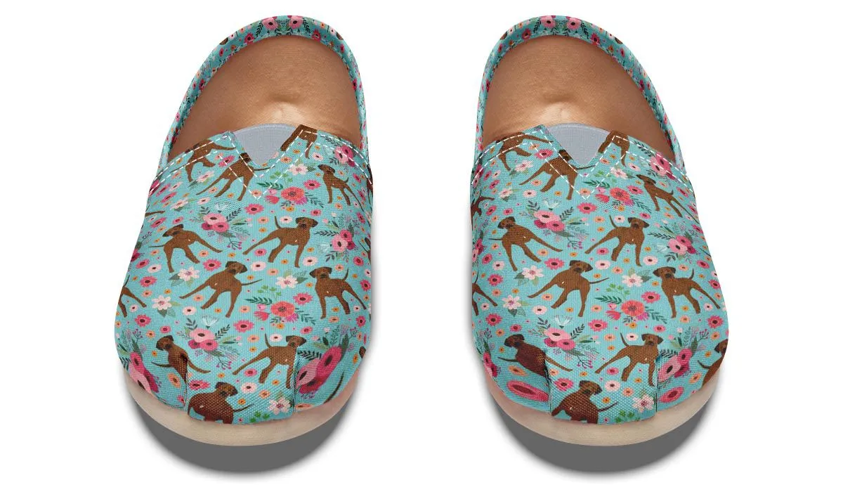 Rhodesian Ridgeback Flower Casual Shoes