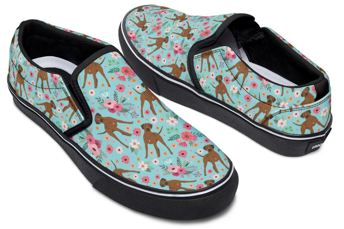 Rhodesian Ridgeback Flower Slip-On Shoes