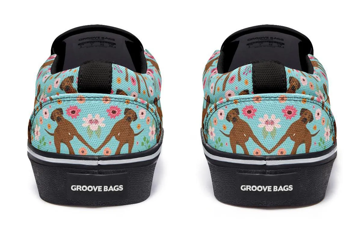 Rhodesian Ridgeback Flower Slip-On Shoes