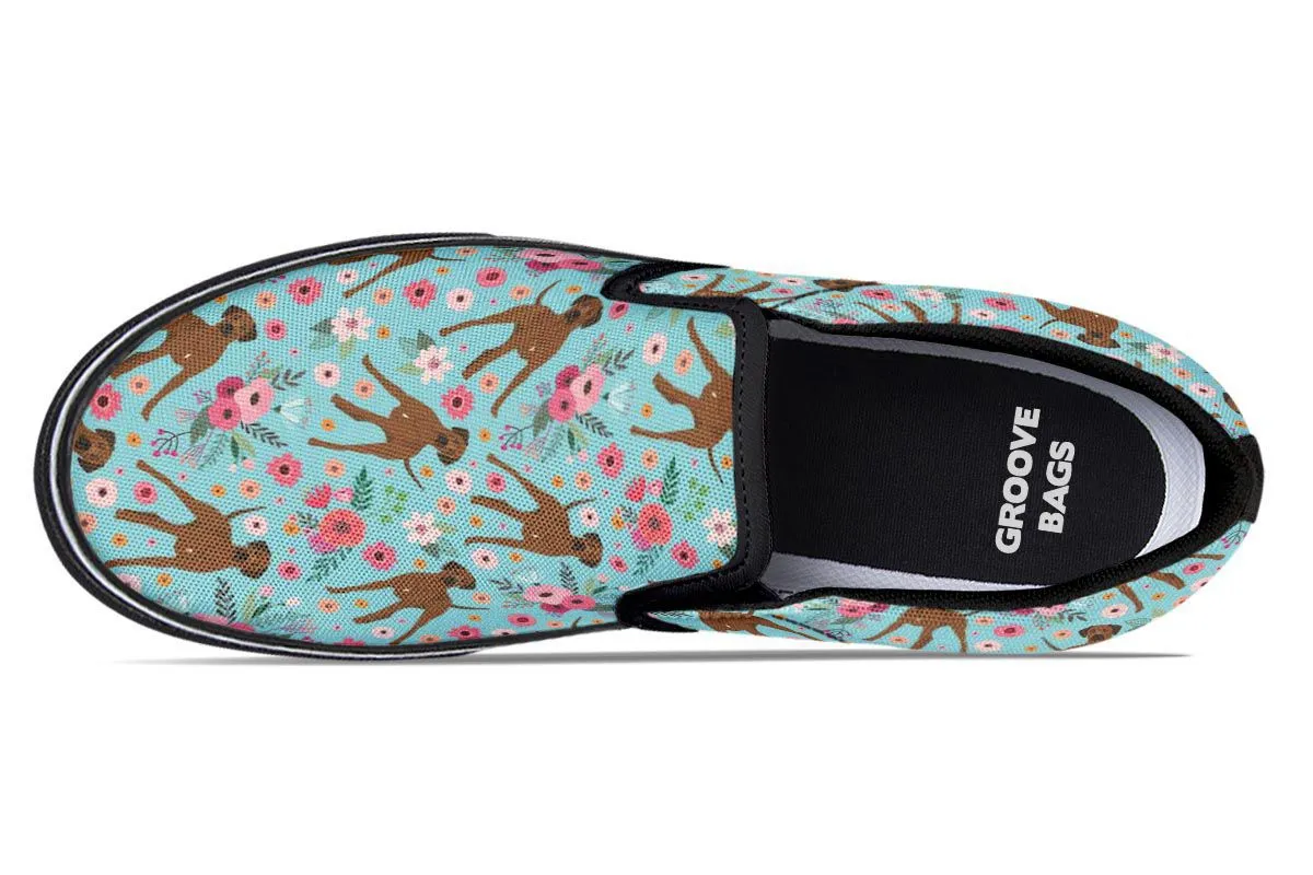 Rhodesian Ridgeback Flower Slip-On Shoes