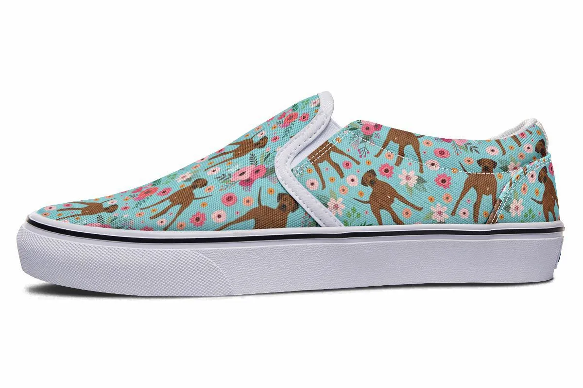 Rhodesian Ridgeback Flower Slip-On Shoes