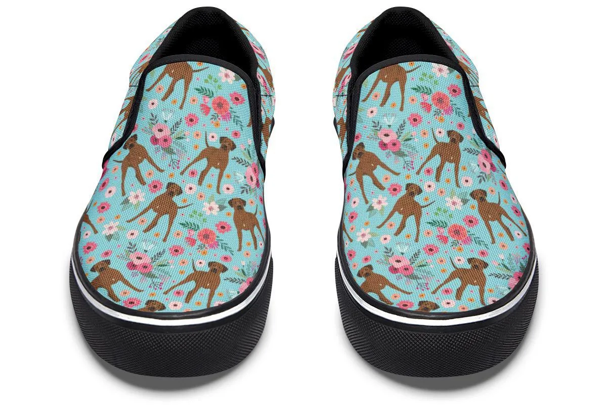 Rhodesian Ridgeback Flower Slip-On Shoes