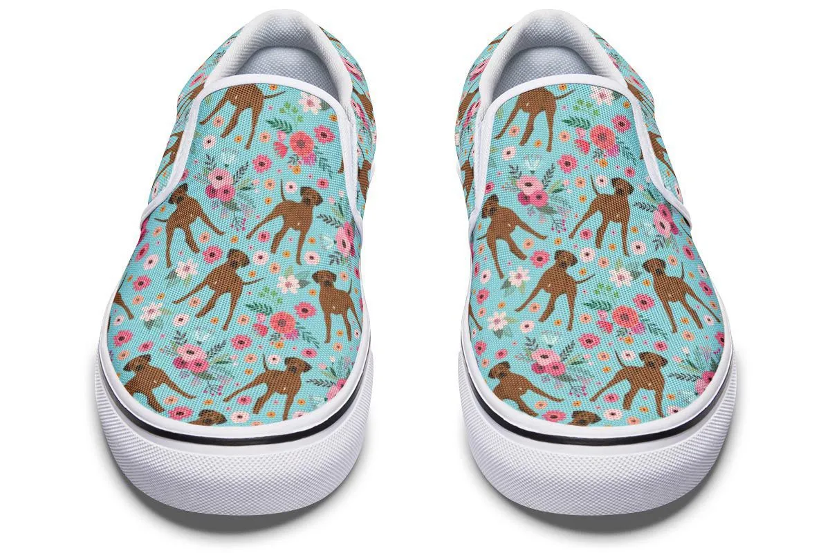 Rhodesian Ridgeback Flower Slip-On Shoes