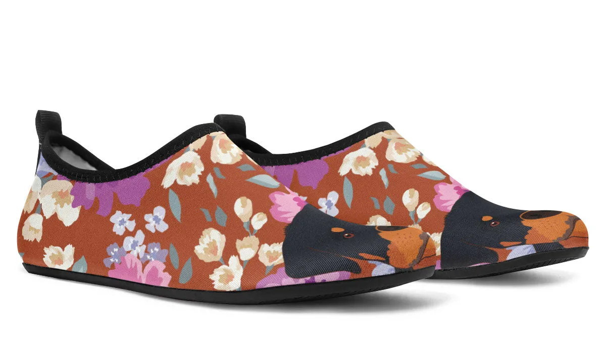 Rottweiler Dog Portrait Aqua Barefoot Shoes