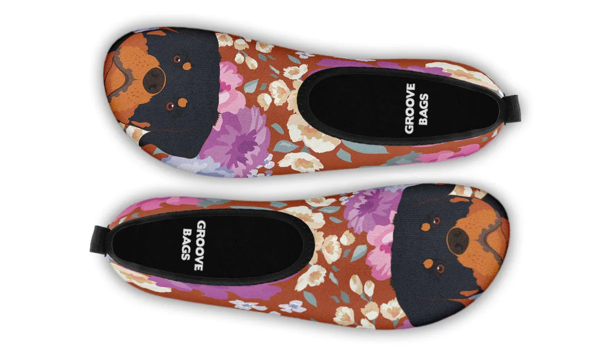 Rottweiler Dog Portrait Aqua Barefoot Shoes