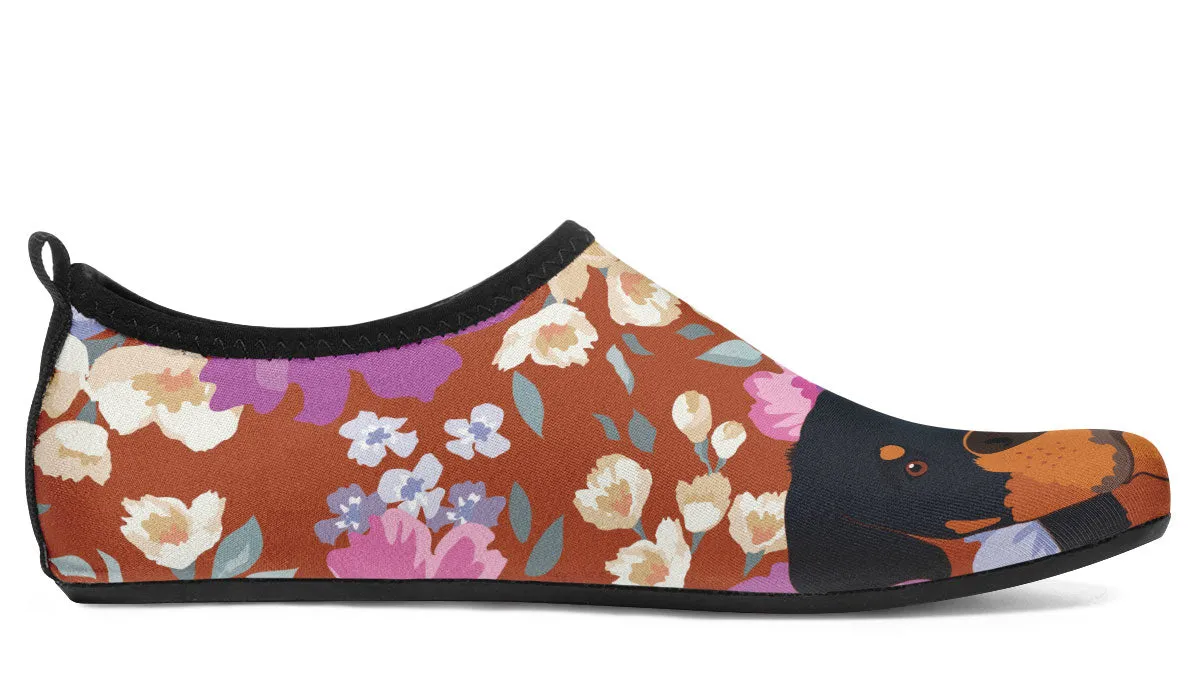Rottweiler Dog Portrait Aqua Barefoot Shoes