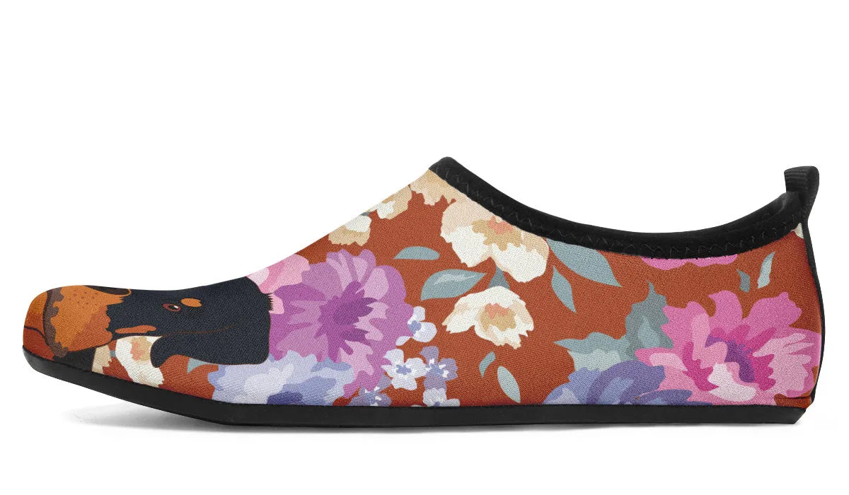 Rottweiler Dog Portrait Aqua Barefoot Shoes
