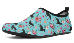 Rottweiler Flower Aqua Barefoot Shoes