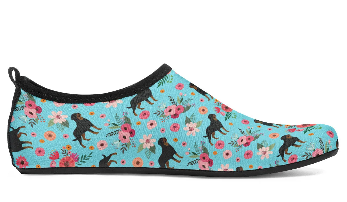 Rottweiler Flower Aqua Barefoot Shoes
