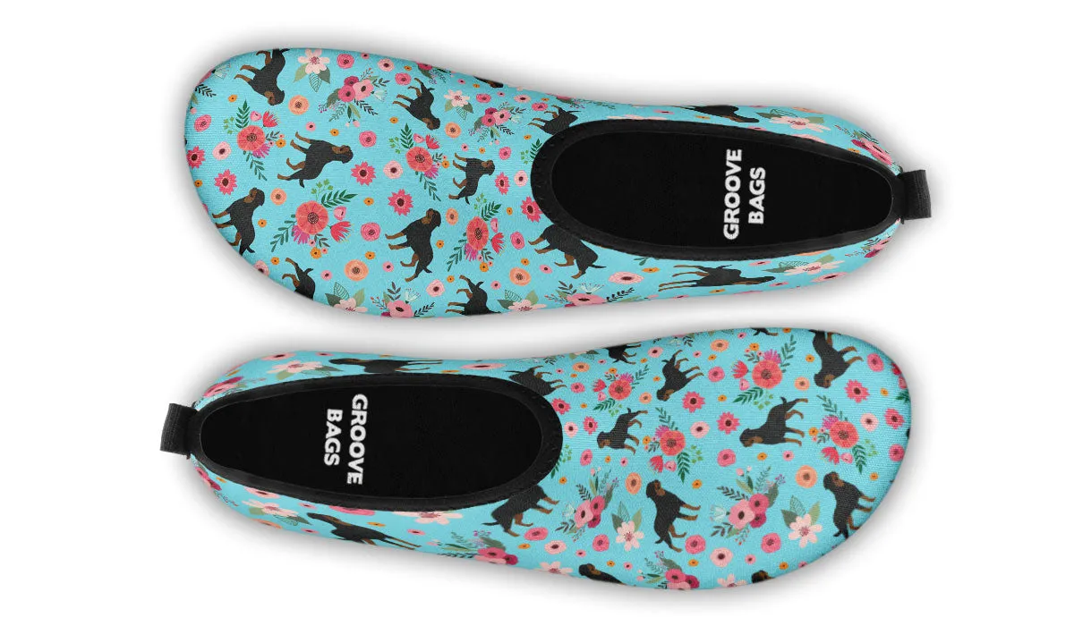 Rottweiler Flower Aqua Barefoot Shoes