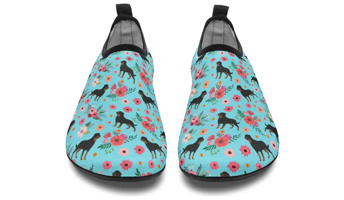 Rottweiler Flower Aqua Barefoot Shoes