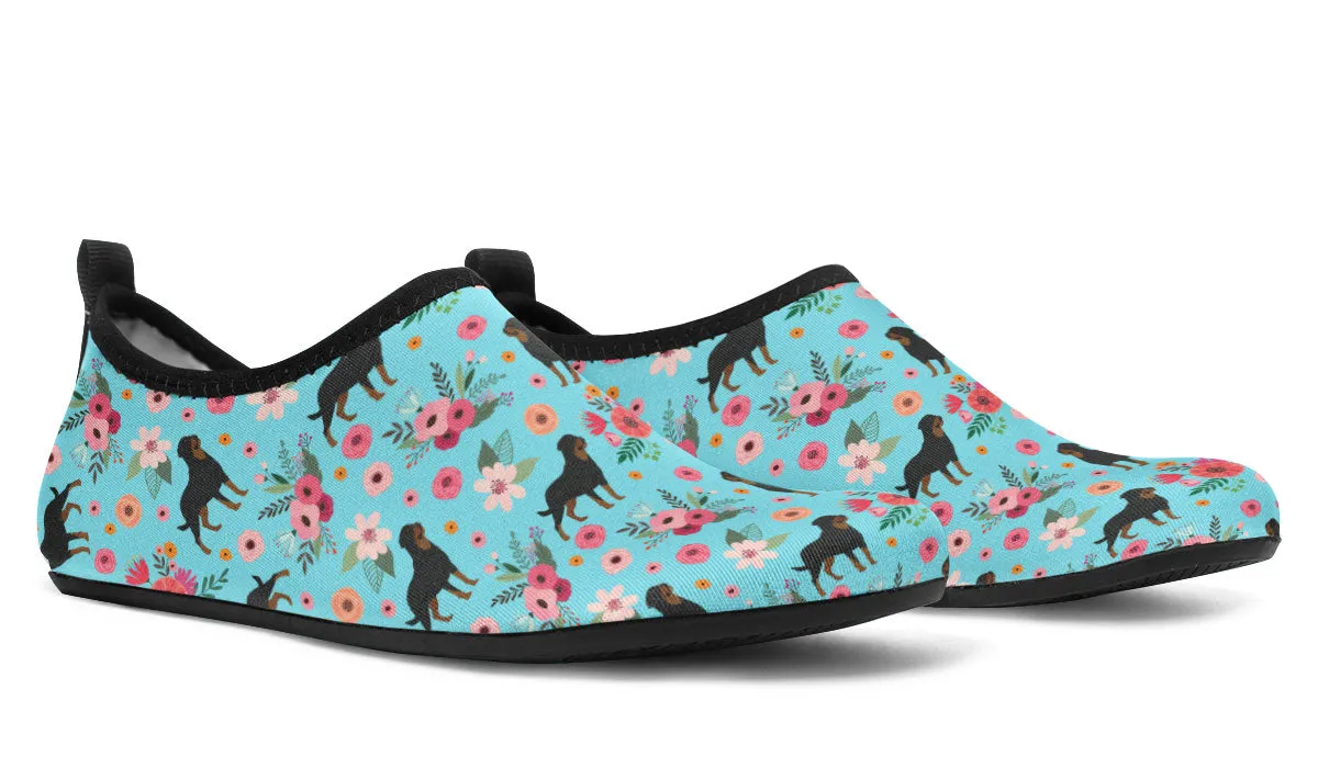 Rottweiler Flower Aqua Barefoot Shoes