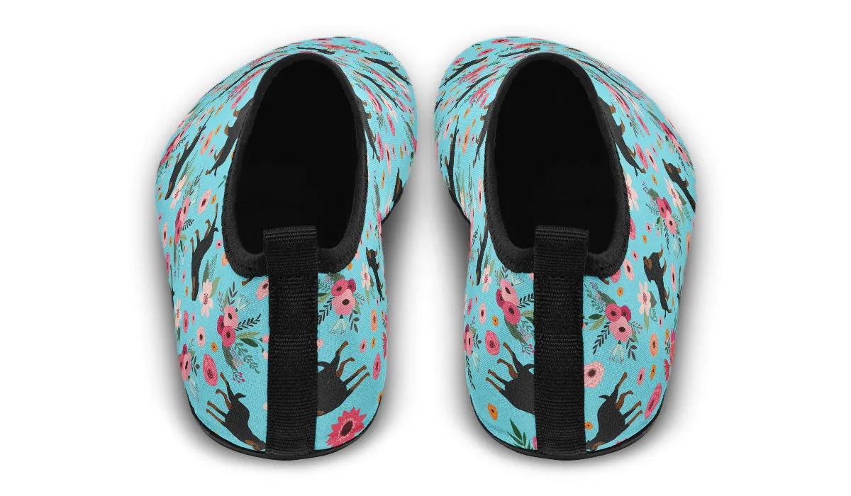 Rottweiler Flower Aqua Barefoot Shoes