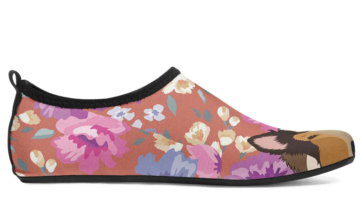 Rough Collie Dog Portrait Aqua Barefoot Shoes