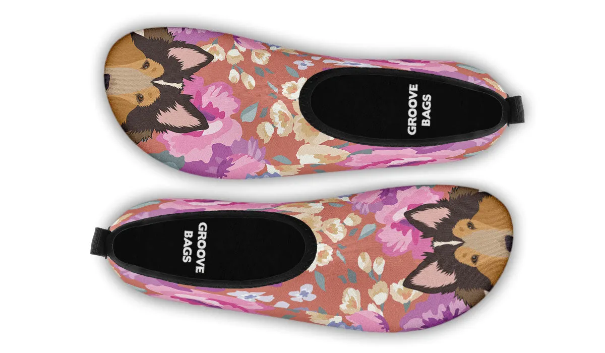 Rough Collie Dog Portrait Aqua Barefoot Shoes