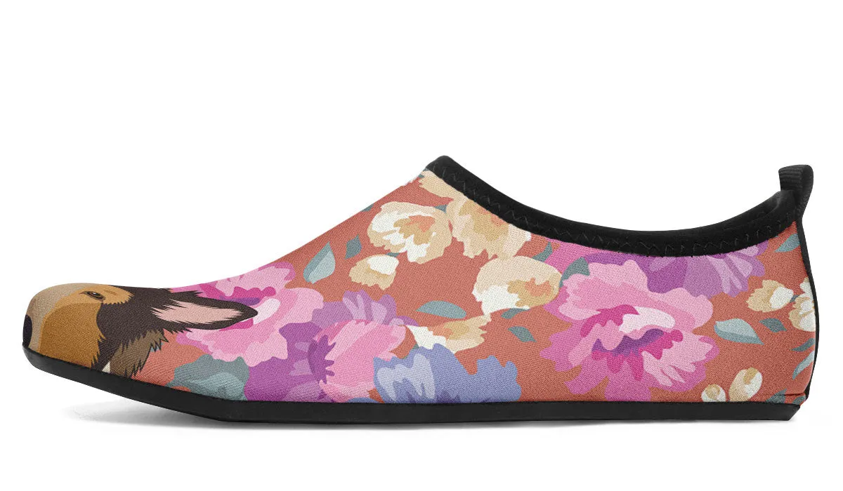 Rough Collie Dog Portrait Aqua Barefoot Shoes